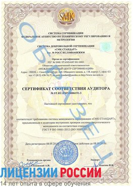 Образец сертификата соответствия аудитора №ST.RU.EXP.00006191-3 Хилок Сертификат ISO 50001